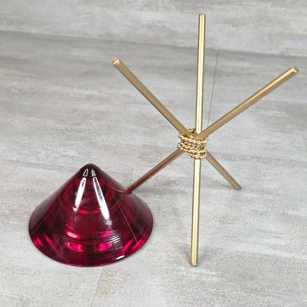 VintageZodax Candle Holders Metal Tripod Design Red Amber Glass Made In Portugal